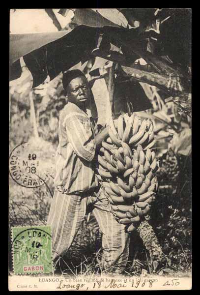 PORTUGUESE COLONY, Angola, Loango, boy with bananas