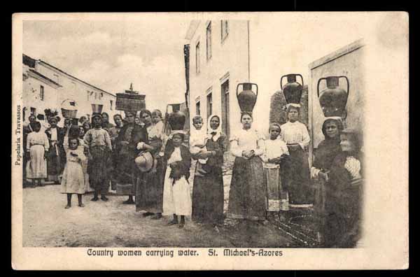 PORTUGUESE COLONY, Azores, St. Michaels, Country women carrying water