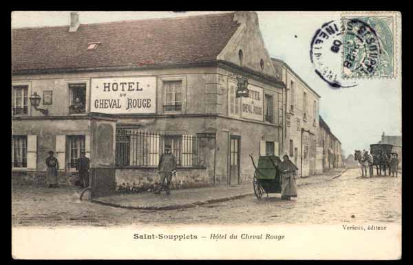 FRANCE, Saint-Soupplets, Hotel du Cheval Rouge, devant hotel, anim&eacute; (77)