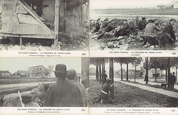 Lot of 11 postcards FRANCE, Choisy-le-Roi, "Fin d'une terreur", Tragedie, animé 1912 (94)