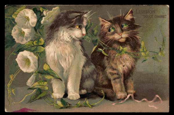 Artist signed BOULANGER, Cats, \"Douce Chaine\"