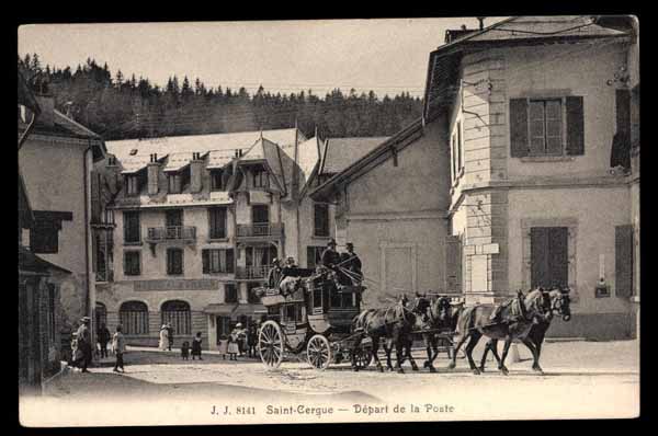 SWITZERLAND, Saint-Cergue, Depart de la Poste, mail coach (Vaud)