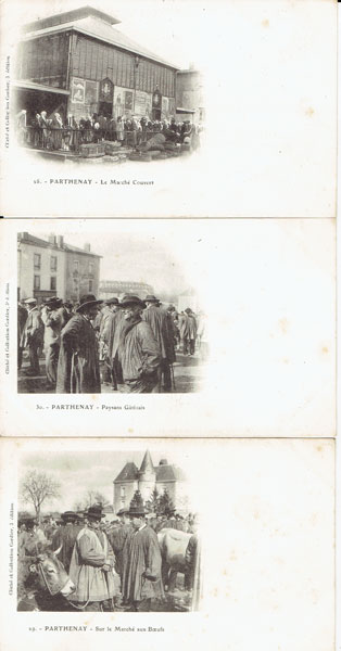 Lot of 6 postcards FRANCE, Parthenay, market, marche, animé (79)