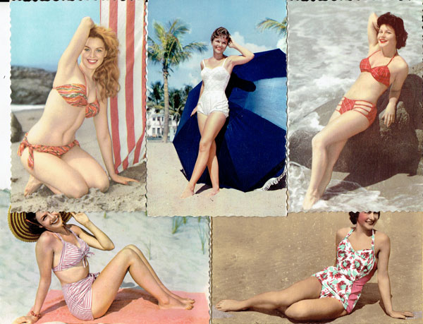Lot of 32 postcards WOMAN in swimsuit, bathingsuit