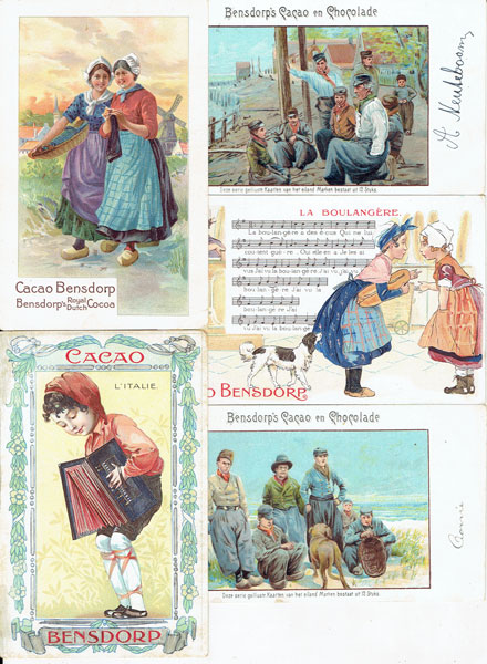 Lot of 19 postcards CACAO BENSDORP advertising